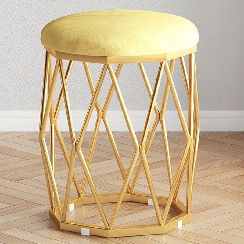 Solid Color Flannel Standard Stool Modern Style Simple Round Cushion Stool Yellow 1 Piece Clearhalo 'furn' 'furn_ottomans_poufs' 'Furniture' 'Living Room Furniture' 'Ottomans & Poufs' 'ottomans_poufs' 6958381