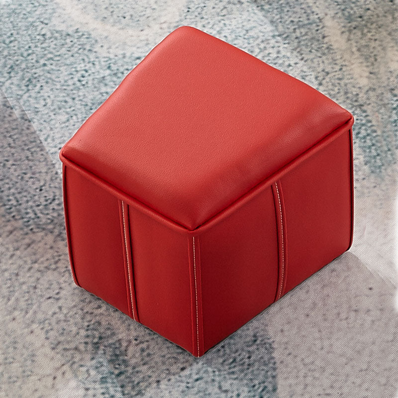 Solid Color Leather Standard Stool Modern Style Simple Unique Shape Footrest Red 1 Piece Clearhalo 'furn' 'furn_ottomans_poufs' 'Furniture' 'Living Room Furniture' 'Ottomans & Poufs' 'ottomans_poufs' 6958389