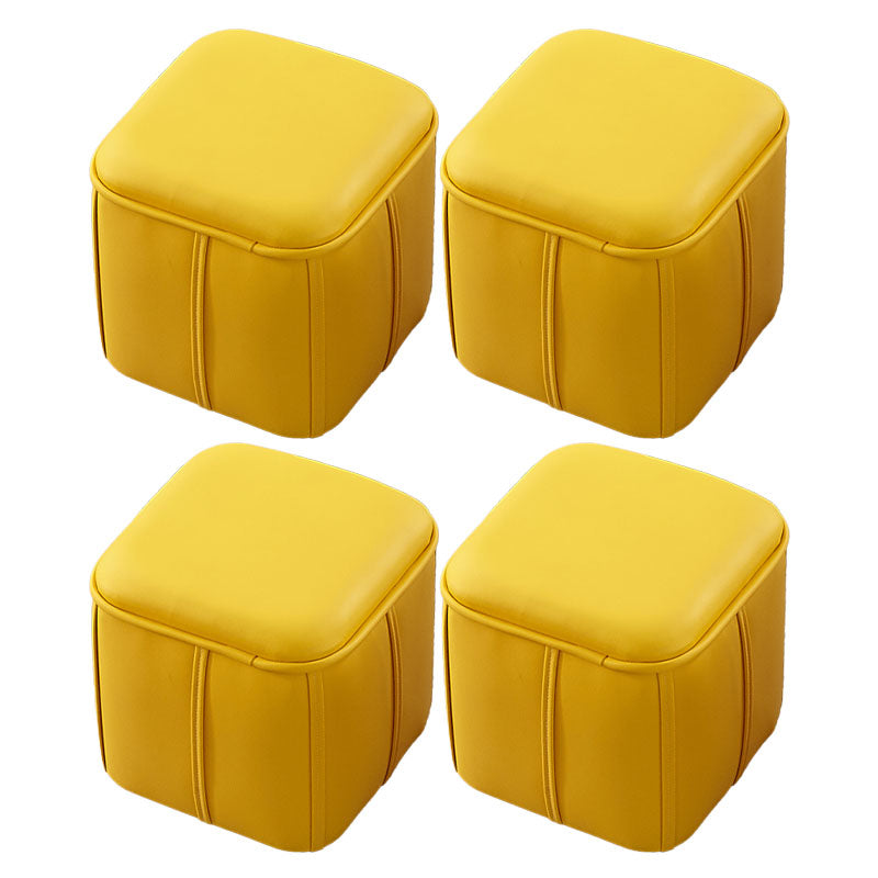 Solid Color Leather Standard Stool Modern Style Simple Unique Shape Footrest Yellow 4 Piece Set Clearhalo 'furn' 'furn_ottomans_poufs' 'Furniture' 'Living Room Furniture' 'Ottomans & Poufs' 'ottomans_poufs' 6958405
