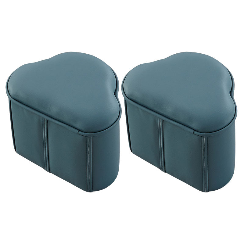 Solid Color Leather Standard Stool Modern Style Simple Unique Shape Footrest Blue 2 Piece Set Clearhalo 'furn' 'furn_ottomans_poufs' 'Furniture' 'Living Room Furniture' 'Ottomans & Poufs' 'ottomans_poufs' 6958408