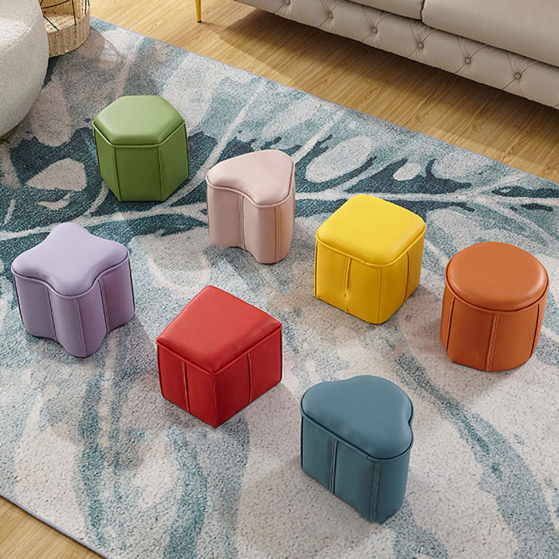 Solid Color Leather Standard Stool Modern Style Simple Unique Shape Footrest Clearhalo 'furn' 'furn_ottomans_poufs' 'Furniture' 'Living Room Furniture' 'Ottomans & Poufs' 'ottomans_poufs' 6958416