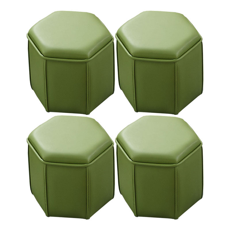 Solid Color Leather Standard Stool Modern Style Simple Unique Shape Footrest Green 4 Piece Set Clearhalo 'furn' 'furn_ottomans_poufs' 'Furniture' 'Living Room Furniture' 'Ottomans & Poufs' 'ottomans_poufs' 6958417