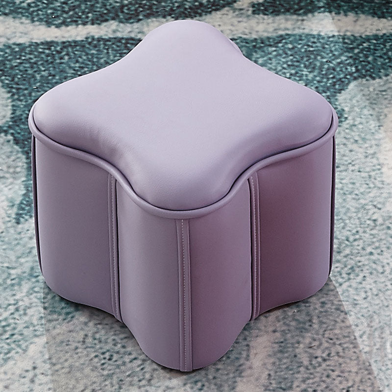 Solid Color Leather Standard Stool Modern Style Simple Unique Shape Footrest Purple 1 Piece Clearhalo 'furn' 'furn_ottomans_poufs' 'Furniture' 'Living Room Furniture' 'Ottomans & Poufs' 'ottomans_poufs' 6958418