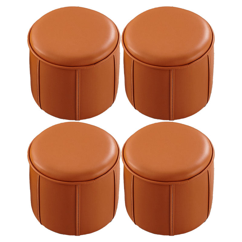 Solid Color Leather Standard Stool Modern Style Simple Unique Shape Footrest Orange 4 Piece Set Clearhalo 'furn' 'furn_ottomans_poufs' 'Furniture' 'Living Room Furniture' 'Ottomans & Poufs' 'ottomans_poufs' 6958423
