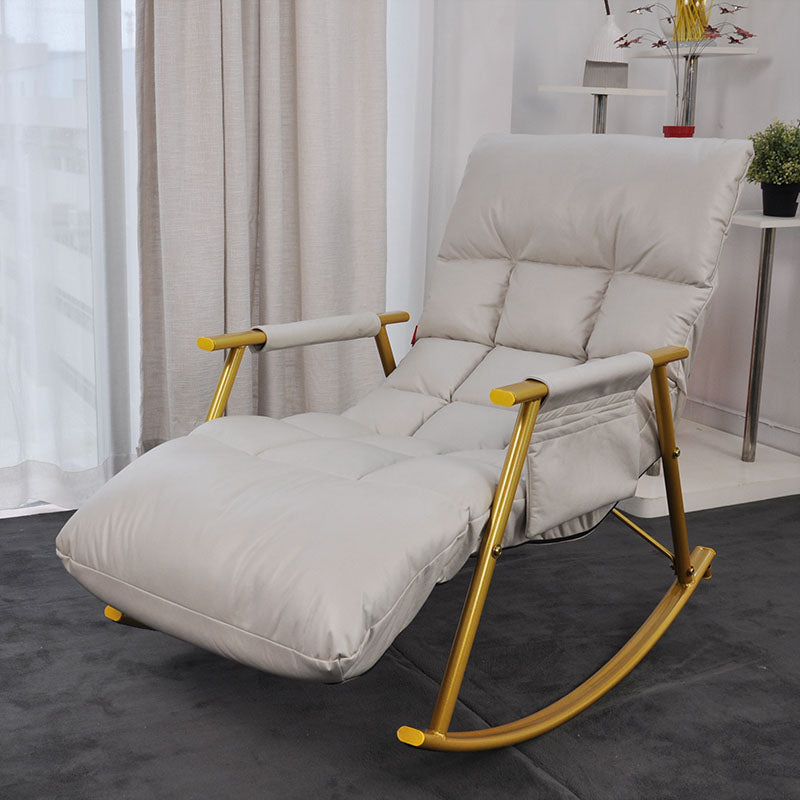 Single Modern Style Chaise Lazy Sofa Chair Lounge Leisure Rocking Chair White Clearhalo 'Chairs & Seating' 'furn' 'furn_rocking_chairs' 'Furniture' 'Living Room Furniture' 'Rocking Chairs' 'rocking_chairs' 6958432