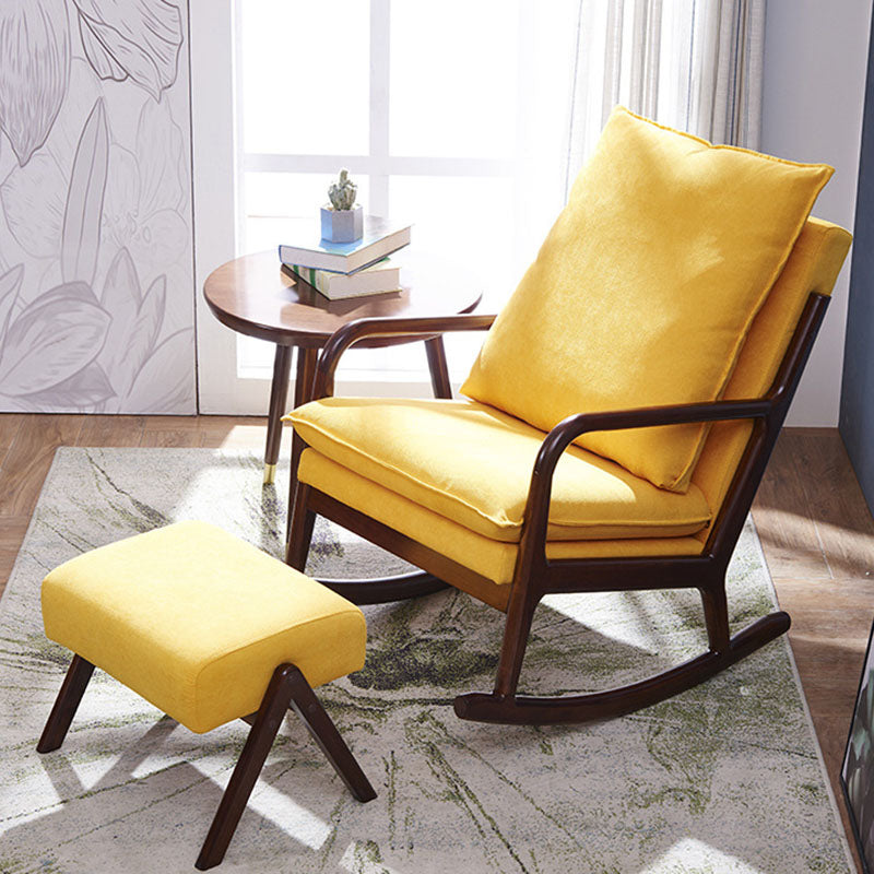 Mid Century Modern Style Sofa Rocking Chair Indoor Rocking Chair with Cushion Rocking Chair with Ottomans Yellow Clearhalo 'Chairs & Seating' 'furn' 'furn_rocking_chairs' 'Furniture' 'Living Room Furniture' 'Rocking Chairs' 'rocking_chairs' 6958482