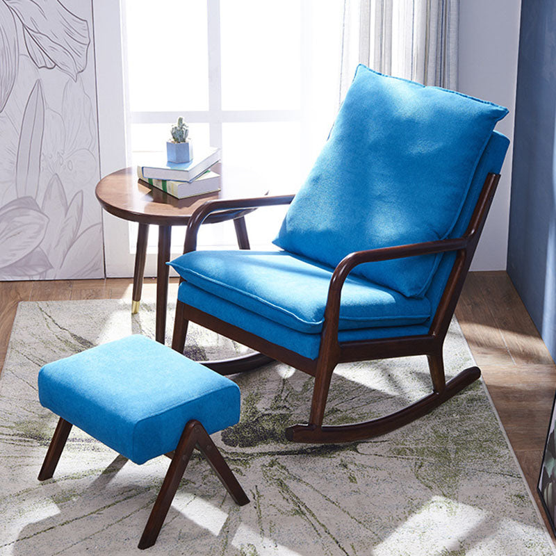 Mid Century Modern Style Sofa Rocking Chair Indoor Rocking Chair with Cushion Rocking Chair with Ottomans Blue Clearhalo 'Chairs & Seating' 'furn' 'furn_rocking_chairs' 'Furniture' 'Living Room Furniture' 'Rocking Chairs' 'rocking_chairs' 6958484