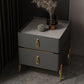 Contemporary Accent Table Nightstand Stone Night Table with Drawers