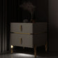 Contemporary Accent Table Nightstand Stone Night Table with Drawers