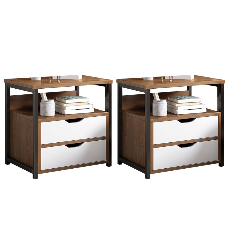 Drawer Storage Accent Table Nightstand Antique Finish Modern Bed Nightstand Brown 2 Piece Set 2 Clearhalo 'Bedroom Furniture' 'furn' 'furn_night_stand' 'Furniture' 'night_stand' 'Nightstands' 6958943