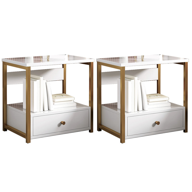 Drawer Storage Accent Table Nightstand Antique Finish Modern Bed Nightstand White 2 Piece Set 1 Clearhalo 'Bedroom Furniture' 'furn' 'furn_night_stand' 'Furniture' 'night_stand' 'Nightstands' 6958955