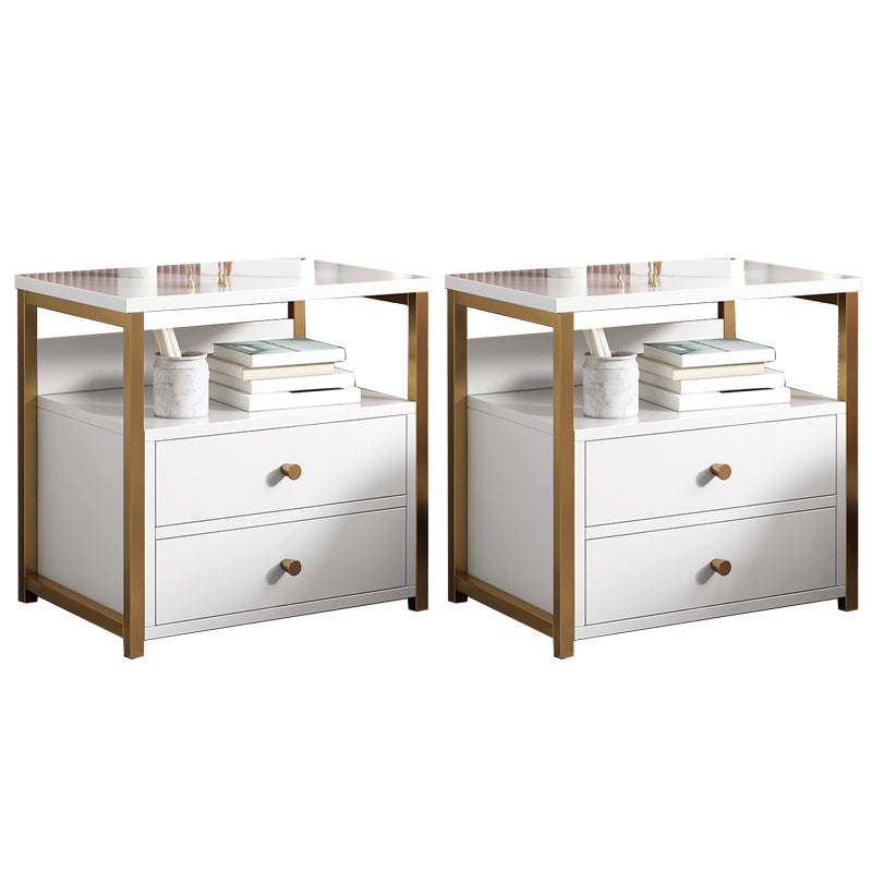 Drawer Storage Accent Table Nightstand Antique Finish Modern Bed Nightstand White 2 Piece Set 2 Clearhalo 'Bedroom Furniture' 'furn' 'furn_night_stand' 'Furniture' 'night_stand' 'Nightstands' 6958966