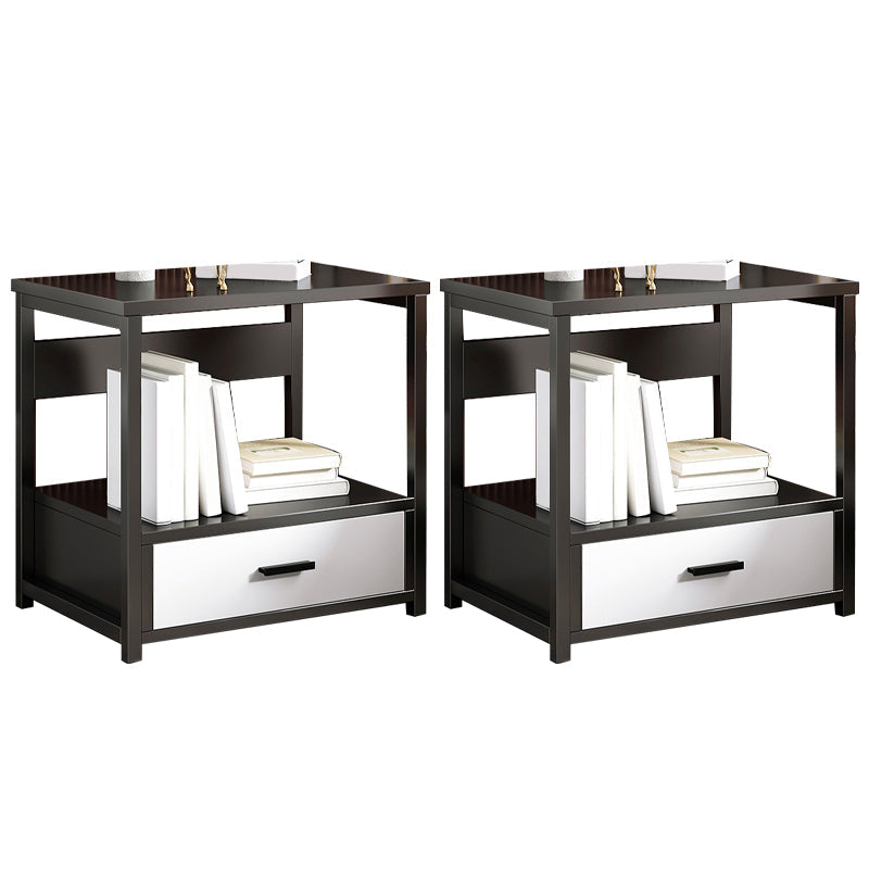 Drawer Storage Accent Table Nightstand Antique Finish Modern Bed Nightstand Black 2 Piece Set 1 Clearhalo 'Bedroom Furniture' 'furn' 'furn_night_stand' 'Furniture' 'night_stand' 'Nightstands' 6958970