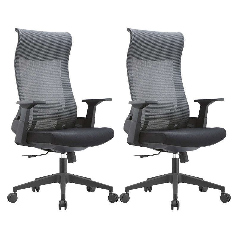 Fixed Arms Desk Chair Modern Adjustable Seat Height Swivel Chair with Breathable Back 2 Piece Set Clearhalo 'furn' 'furn_office_chair' 'Furniture' 'Office Chairs' 'Office Furniture' 'office_chair' 6959161