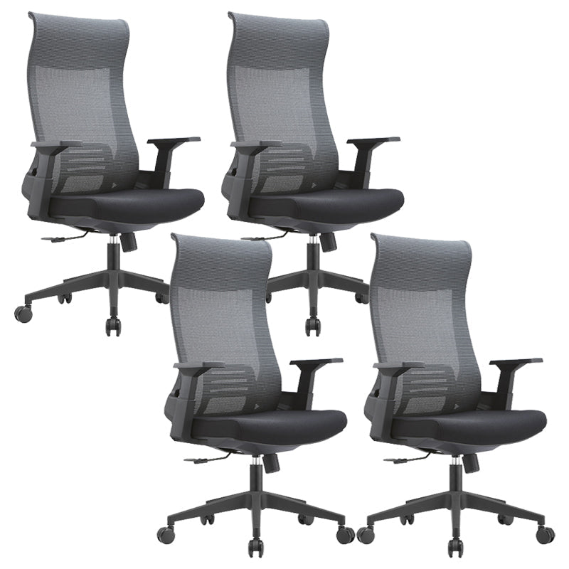 Fixed Arms Desk Chair Modern Adjustable Seat Height Swivel Chair with Breathable Back 4 Piece Set Clearhalo 'furn' 'furn_office_chair' 'Furniture' 'Office Chairs' 'Office Furniture' 'office_chair' 6959162