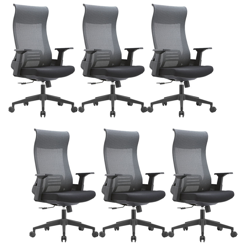Fixed Arms Desk Chair Modern Adjustable Seat Height Swivel Chair with Breathable Back 6 Piece Set Clearhalo 'furn' 'furn_office_chair' 'Furniture' 'Office Chairs' 'Office Furniture' 'office_chair' 6959164