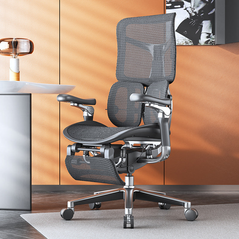 Removable Arms Desk Chair Modern No Distressing Chair with Breathable Back Black 1 Piece Clearhalo 'furn' 'furn_office_chair' 'Furniture' 'Office Chairs' 'Office Furniture' 'office_chair' 6959192