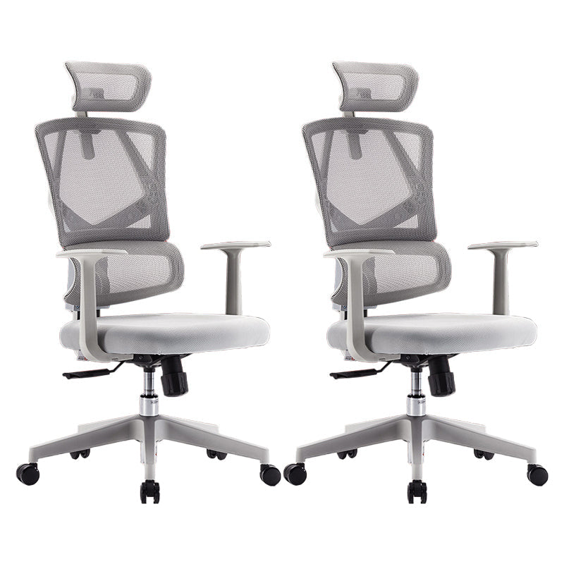 Removable Arms Desk Chair Modern Adjustable Seat Height Swivel Chair Grey 2 Piece Set Clearhalo 'furn' 'furn_office_chair' 'Furniture' 'Office Chairs' 'Office Furniture' 'office_chair' 6959231