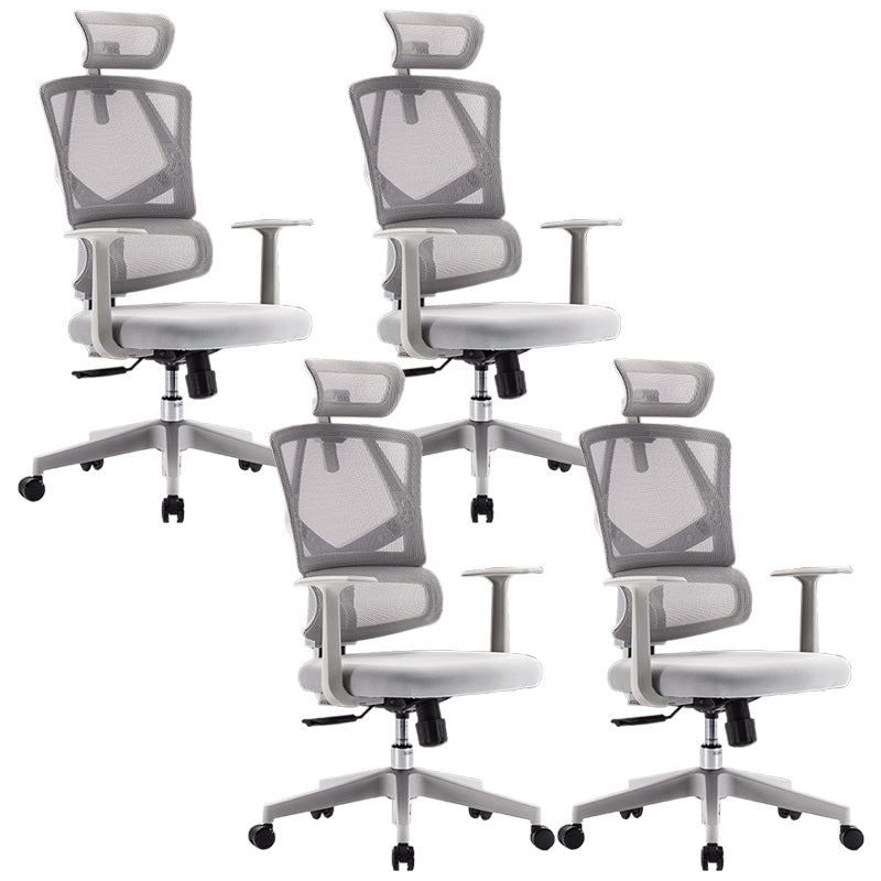 Removable Arms Desk Chair Modern Adjustable Seat Height Swivel Chair Grey 4 Piece Set Clearhalo 'furn' 'furn_office_chair' 'Furniture' 'Office Chairs' 'Office Furniture' 'office_chair' 6959232