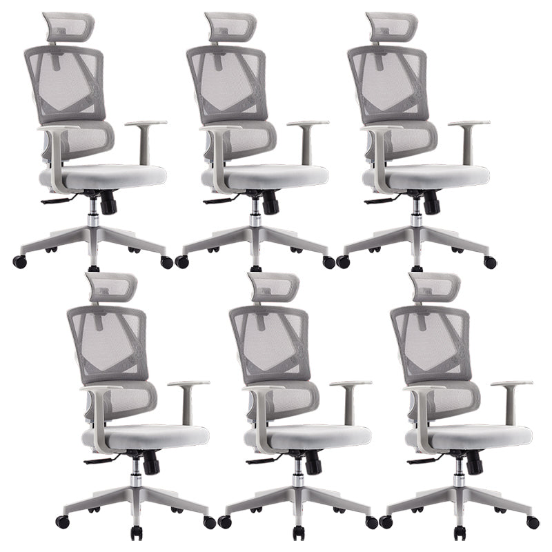 Removable Arms Desk Chair Modern Adjustable Seat Height Swivel Chair Grey 6 Piece Set Clearhalo 'furn' 'furn_office_chair' 'Furniture' 'Office Chairs' 'Office Furniture' 'office_chair' 6959234