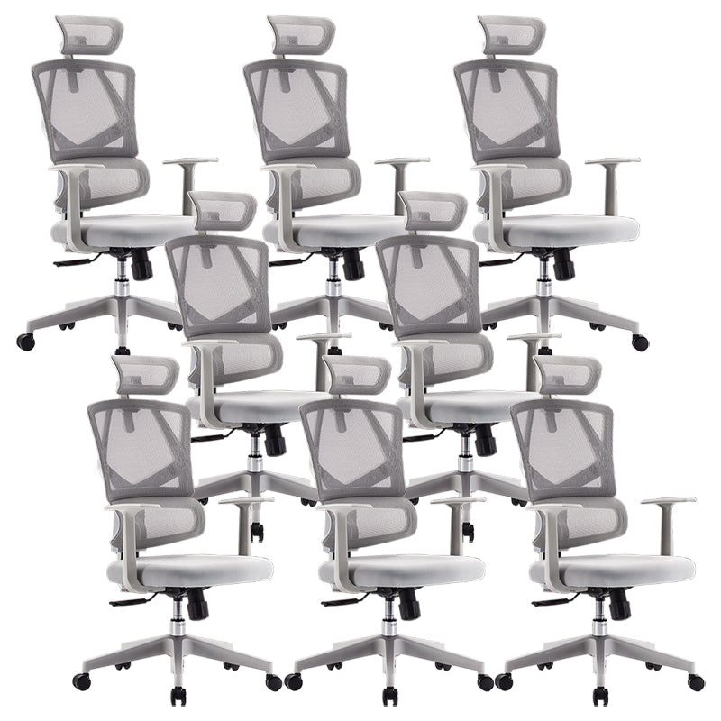 Removable Arms Desk Chair Modern Adjustable Seat Height Swivel Chair Grey 8 Piece Set Clearhalo 'furn' 'furn_office_chair' 'Furniture' 'Office Chairs' 'Office Furniture' 'office_chair' 6959237