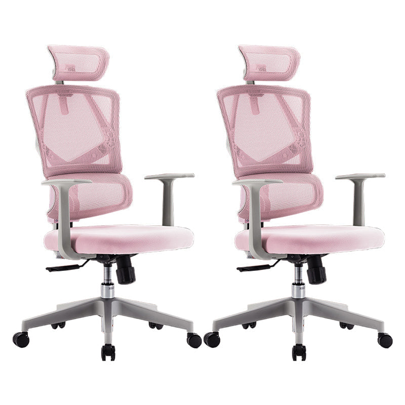 Removable Arms Desk Chair Modern Adjustable Seat Height Swivel Chair Pink 2 Piece Set Clearhalo 'furn' 'furn_office_chair' 'Furniture' 'Office Chairs' 'Office Furniture' 'office_chair' 6959238