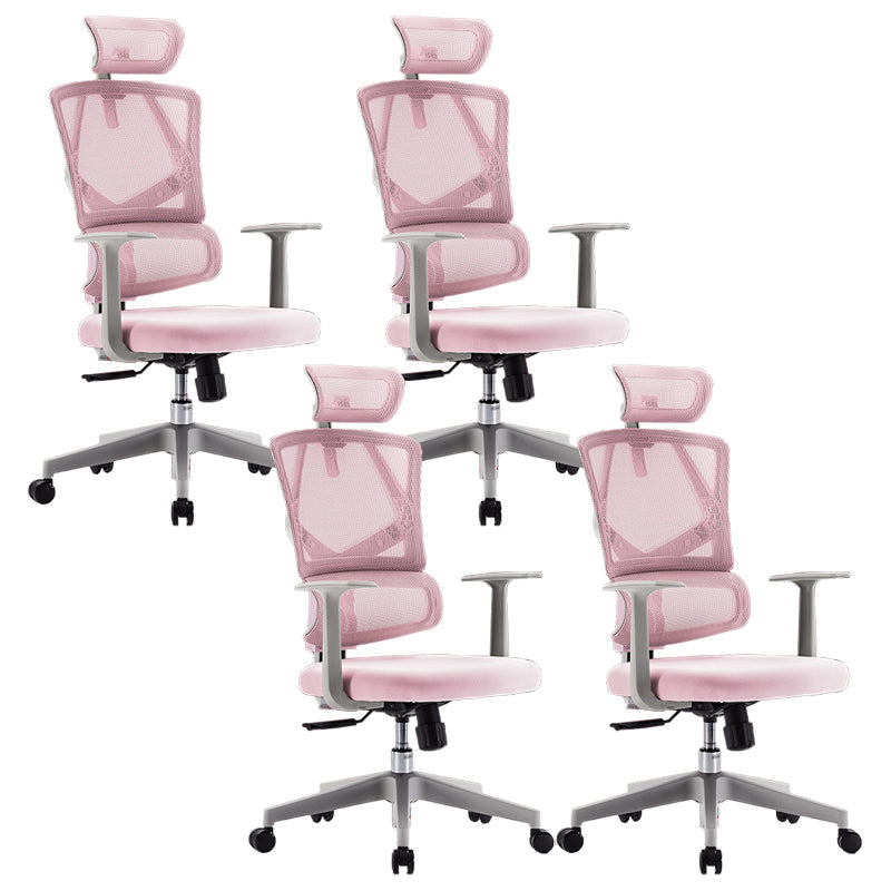 Removable Arms Desk Chair Modern Adjustable Seat Height Swivel Chair Pink 4 Piece Set Clearhalo 'furn' 'furn_office_chair' 'Furniture' 'Office Chairs' 'Office Furniture' 'office_chair' 6959240