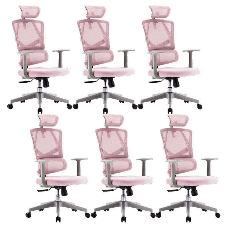 Removable Arms Desk Chair Modern Adjustable Seat Height Swivel Chair Pink 6 Piece Set Clearhalo 'furn' 'furn_office_chair' 'Furniture' 'Office Chairs' 'Office Furniture' 'office_chair' 6959242