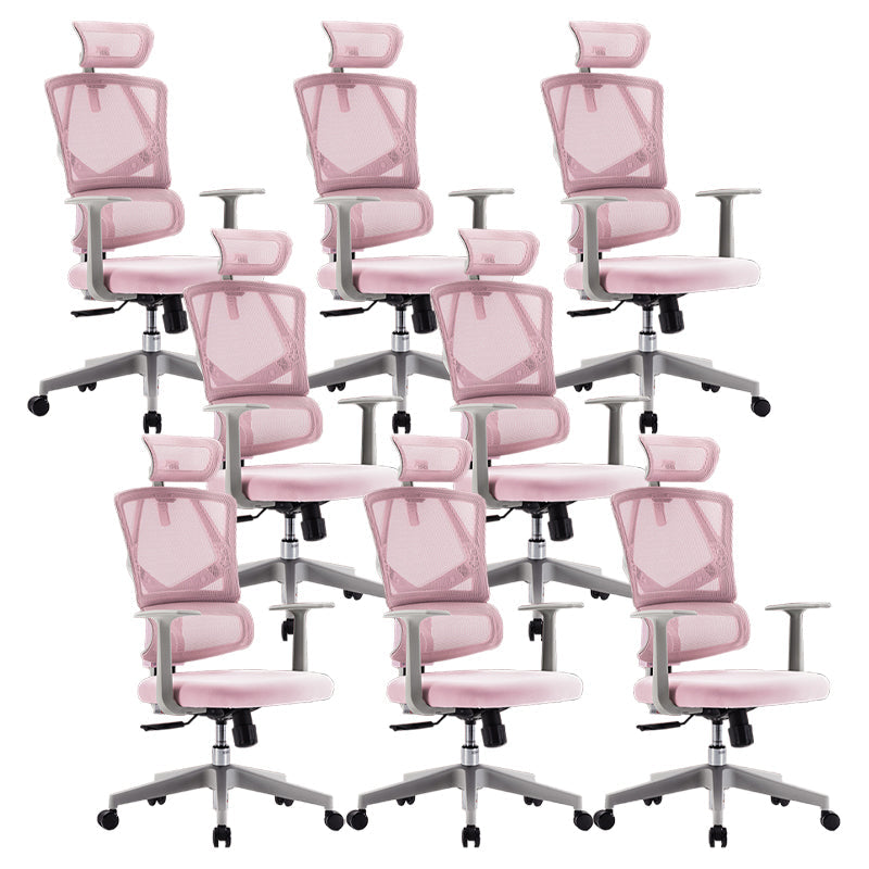 Removable Arms Desk Chair Modern Adjustable Seat Height Swivel Chair Pink 8 Piece Set Clearhalo 'furn' 'furn_office_chair' 'Furniture' 'Office Chairs' 'Office Furniture' 'office_chair' 6959244