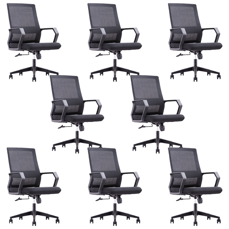 Silla de oficina moderna brazos fijos altura de asiento ajustable altura giratoria con espalda transpirable