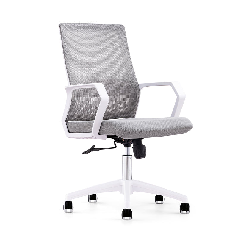 Silla de oficina moderna brazos fijos altura de asiento ajustable altura giratoria con espalda transpirable