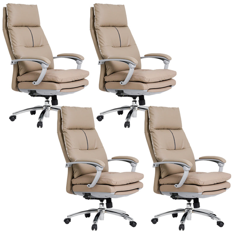 Modern Padded Arms Desk Chair Ergonomic Office Chair with Wheels Light Coffee 4 Piece Set Clearhalo 'furn' 'furn_office_chair' 'Furniture' 'Office Chairs' 'Office Furniture' 'office_chair' 6959312