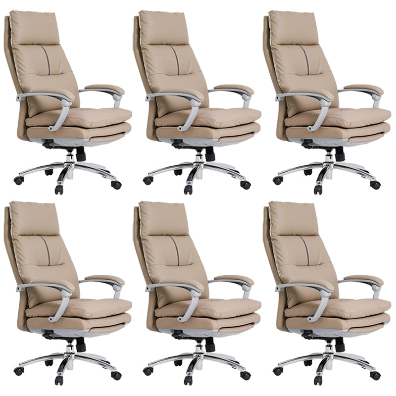 Modern Padded Arms Desk Chair Ergonomic Office Chair with Wheels Light Coffee 6 Piece Set Clearhalo 'furn' 'furn_office_chair' 'Furniture' 'Office Chairs' 'Office Furniture' 'office_chair' 6959315
