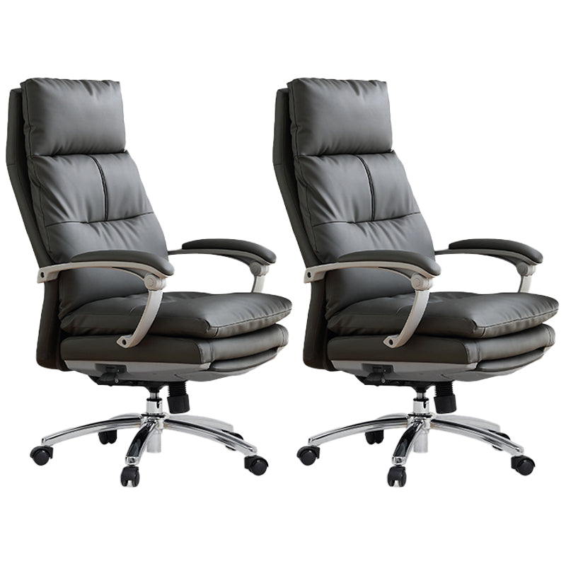 Modern Padded Arms Desk Chair Ergonomic Office Chair with Wheels Grey 2 Piece Set Clearhalo 'furn' 'furn_office_chair' 'Furniture' 'Office Chairs' 'Office Furniture' 'office_chair' 6959320