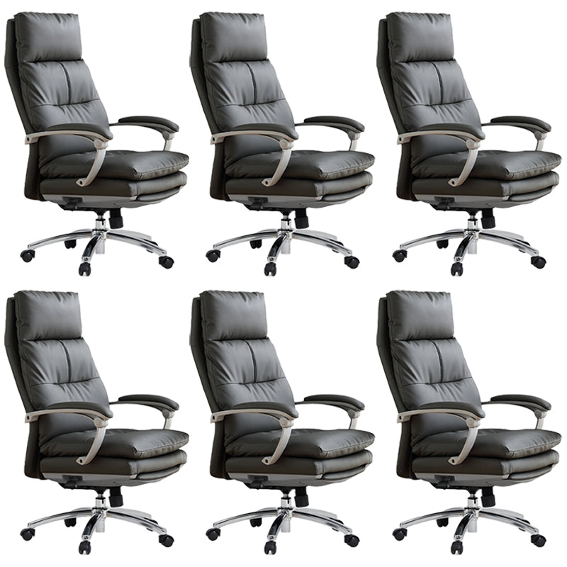 Modern Padded Arms Desk Chair Ergonomic Office Chair with Wheels Grey 6 Piece Set Clearhalo 'furn' 'furn_office_chair' 'Furniture' 'Office Chairs' 'Office Furniture' 'office_chair' 6959323