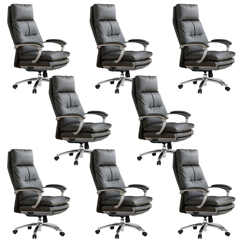 Modern Padded Arms Desk Chair Ergonomic Office Chair with Wheels Grey 8 Piece Set Clearhalo 'furn' 'furn_office_chair' 'Furniture' 'Office Chairs' 'Office Furniture' 'office_chair' 6959325