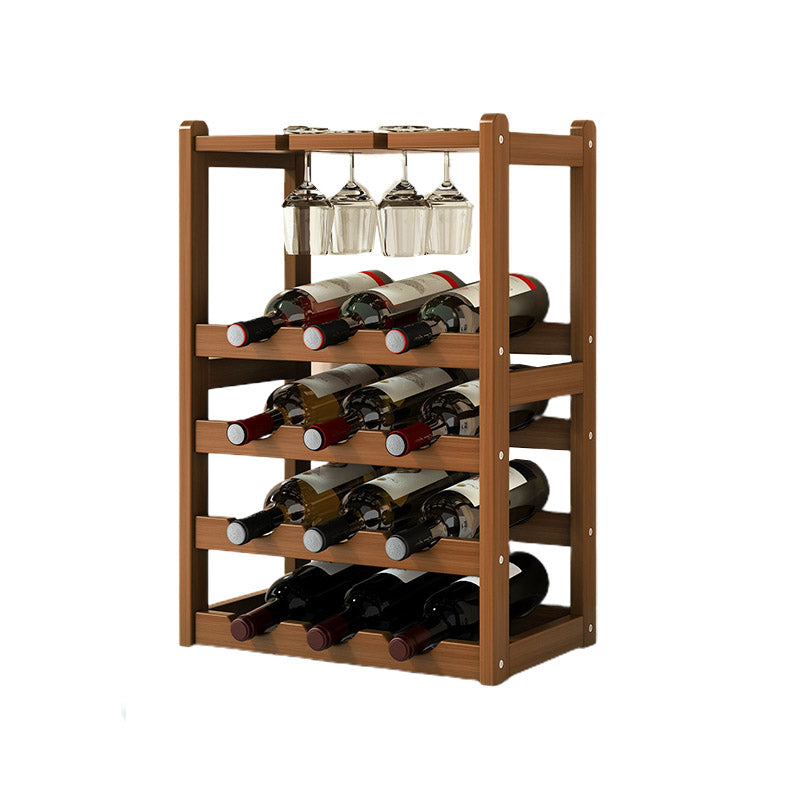 Countertop Wine Rack Solid Wood Wine Bottle Rack for Kitchen
