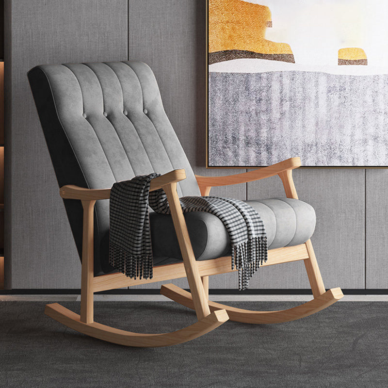 Modern Simple Style Sofa Rocking Chair Indoor Rocking Chair for Break Dark Gray Natural Wood Clearhalo 'Chairs & Seating' 'furn' 'furn_rocking_chairs' 'Furniture' 'Living Room Furniture' 'Rocking Chairs' 'rocking_chairs' 6959756