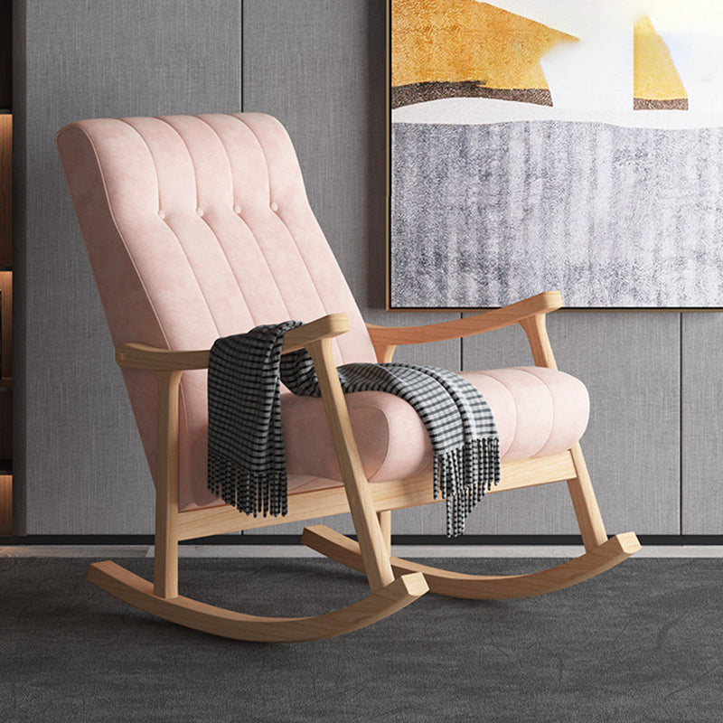 Modern Simple Style Sofa Rocking Chair Indoor Rocking Chair for Break Pink Natural Wood Clearhalo 'Chairs & Seating' 'furn' 'furn_rocking_chairs' 'Furniture' 'Living Room Furniture' 'Rocking Chairs' 'rocking_chairs' 6959761