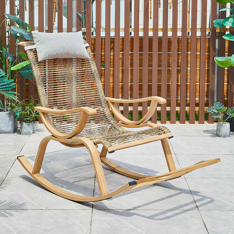 Vintage Style Wood Simple Rocking Chair Lounge Leisure Lazy Chair for Balcony Yellow Clearhalo 'Chairs & Seating' 'furn' 'furn_rocking_chairs' 'Furniture' 'Living Room Furniture' 'Rocking Chairs' 'rocking_chairs' 6959778