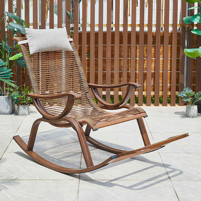 Vintage Style Wood Simple Rocking Chair Lounge Leisure Lazy Chair for Balcony Brown Clearhalo 'Chairs & Seating' 'furn' 'furn_rocking_chairs' 'Furniture' 'Living Room Furniture' 'Rocking Chairs' 'rocking_chairs' 6959779