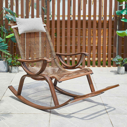 Vintage Style Wood Simple Rocking Chair Lounge Leisure Lazy Chair for Balcony Brown Clearhalo 'Chairs & Seating' 'furn' 'furn_rocking_chairs' 'Furniture' 'Living Room Furniture' 'Rocking Chairs' 'rocking_chairs' 6959779