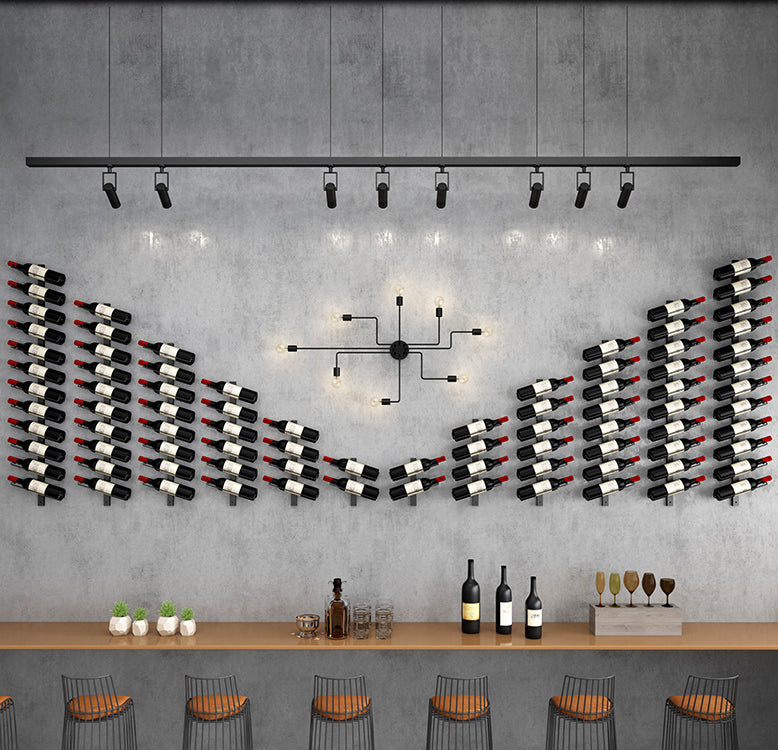 Muur gemonteerd ijzeren fles rek moderne stijl wijnrek fles in zwart