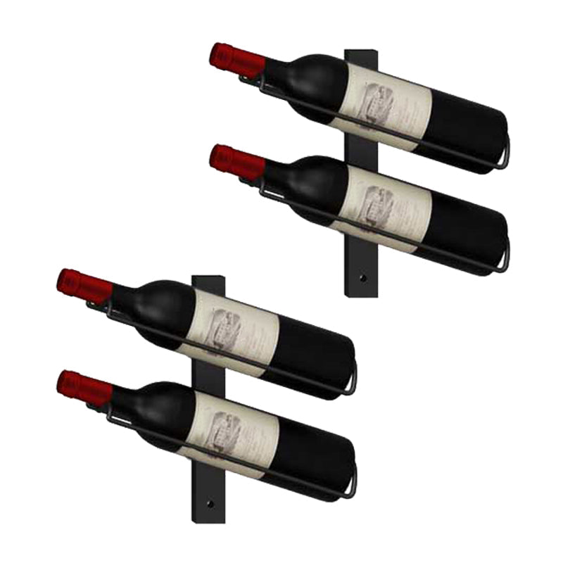 Botella de hierro montada en la pared Botella de estante de vino de estilo moderno en negro