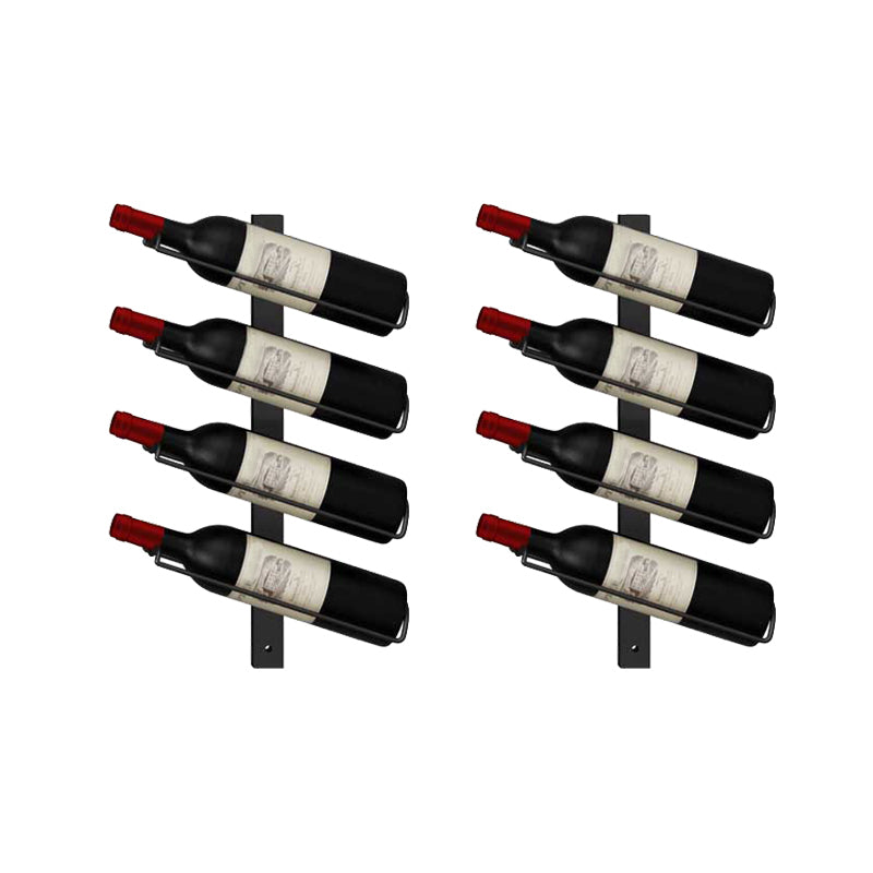 Botella de hierro montada en la pared Botella de estante de vino de estilo moderno en negro