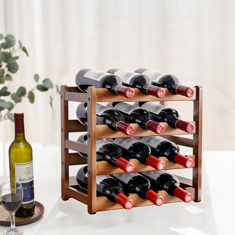 Modern Countertop Wine Rack Solid Wood Wine Bottle Rack for Living Room
