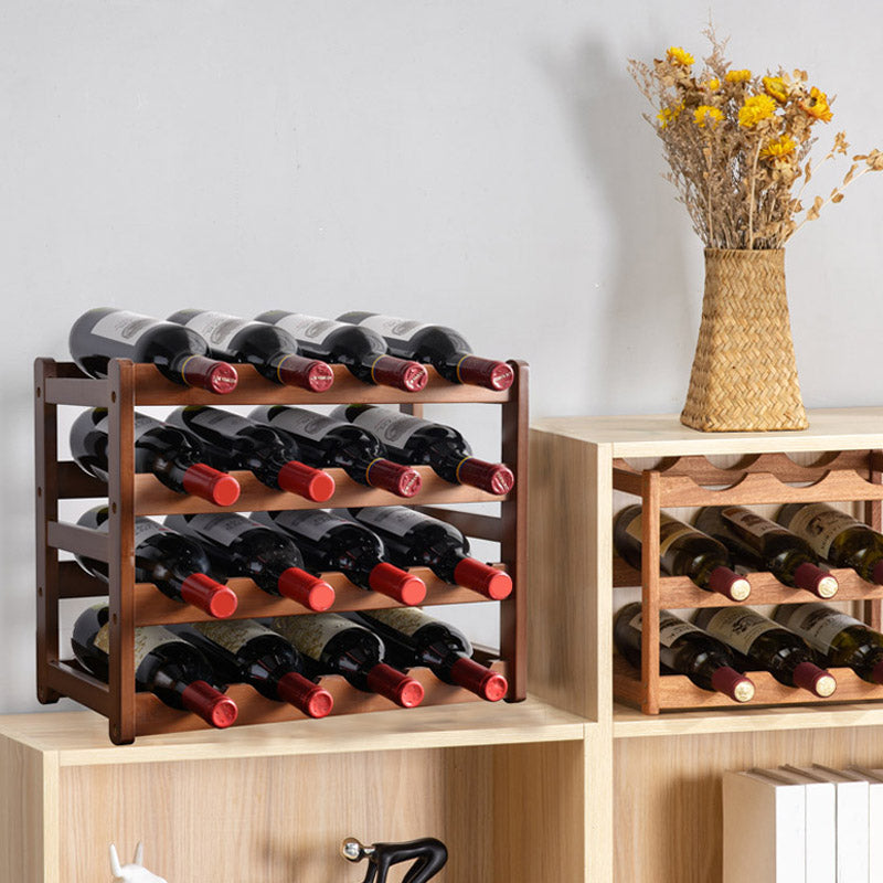Modern Countertop Wine Rack Solid Wood Wine Bottle Rack for Living Room