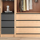 Modern Light Wood Finish Cabinet with Drawers Manufactured Wood Storage Cabinet