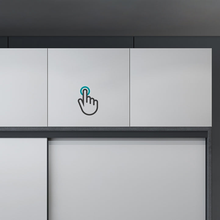 Armadietto moderno moderno moderno di stoccaggio in legno bianco lucido con porte scorrevoli