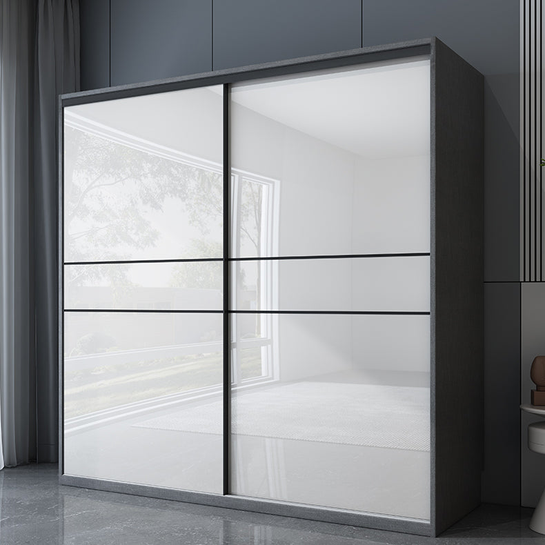 Armadietto moderno moderno moderno di stoccaggio in legno bianco lucido con porte scorrevoli